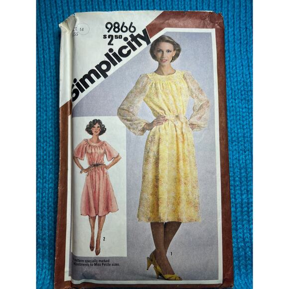 Simplicity Sewing pattern 9866 fit and flare dress puff or flutter sleeve size14 - Picture 1 of 6